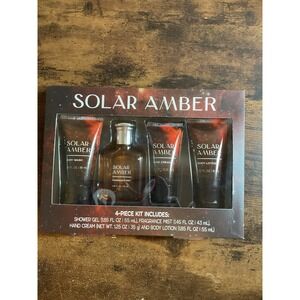 New Solar Amber 4 piece Men's Kit - Shower Gel, Fragrance, Lotion, Hand Cream